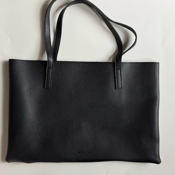 Vince Camuto Sleek Black and Gray Tote with Vertical Stripe - Picture 4 of 6